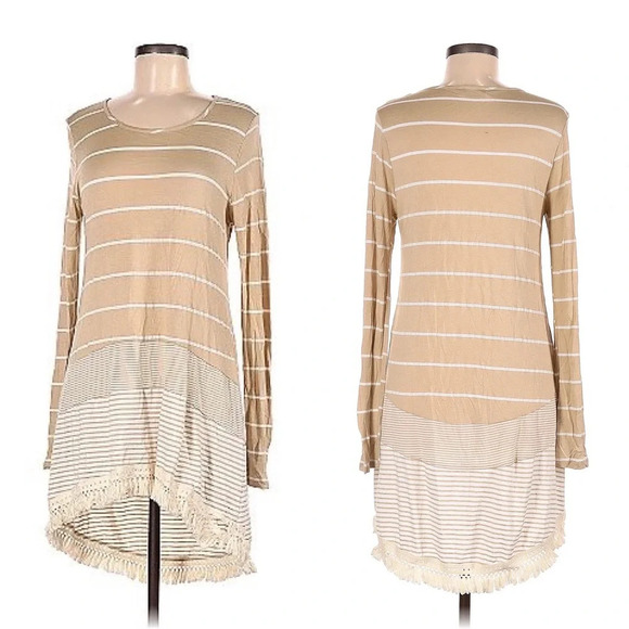 Altar’d State stripp tan dress, size Large - Picture 1 of 7